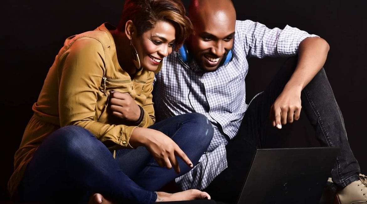 couple looking at computer
