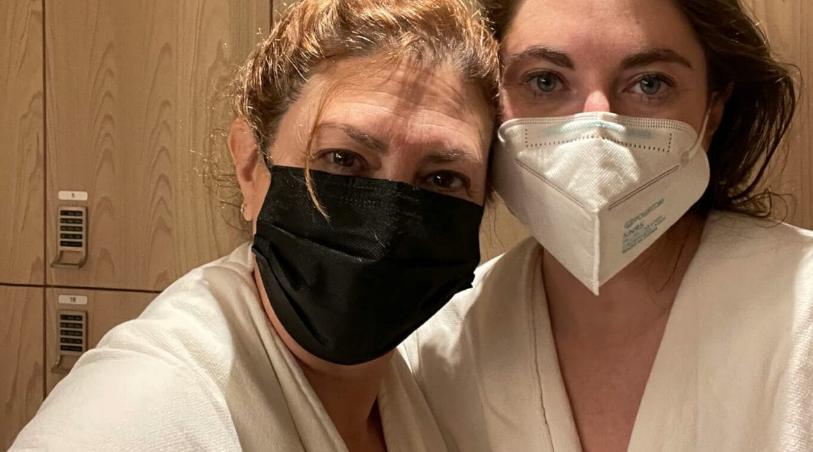 hilary and zoey at a spa