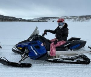 Hilary Snowmobiling at Vista Verde
