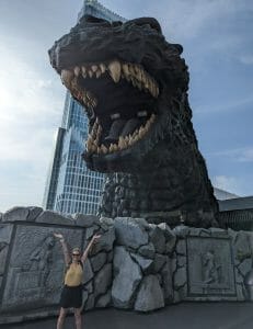 close up of Godzilla
