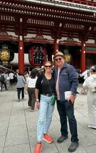 hilary and brian in front of temple